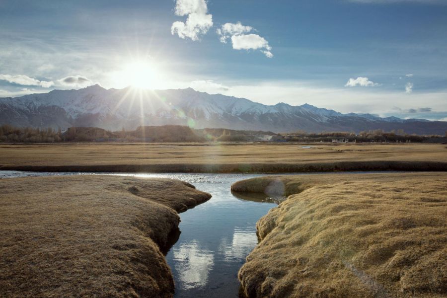 Golden Grassland view from Stone City elevated viewpoint showing full wetland landscape
