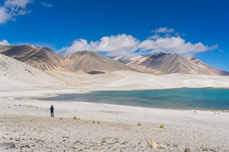 Open landscape at Baisha Lake with minimal facilities and exposed high altitude environment
