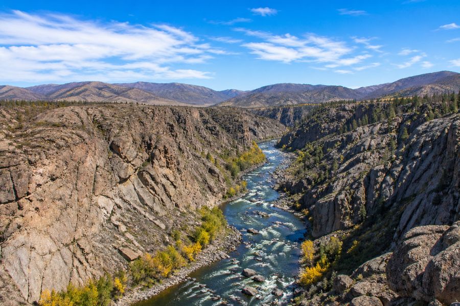 Keketuohai Geopark canyon landscape along the Irtysh River in northern Xinjiang
