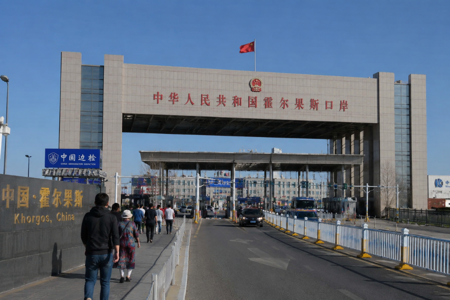 Horgos Port border area in Xinjiang near the China Kazakhstan border Horgos Port border area in Xinjiang near the China Kazakhstan border