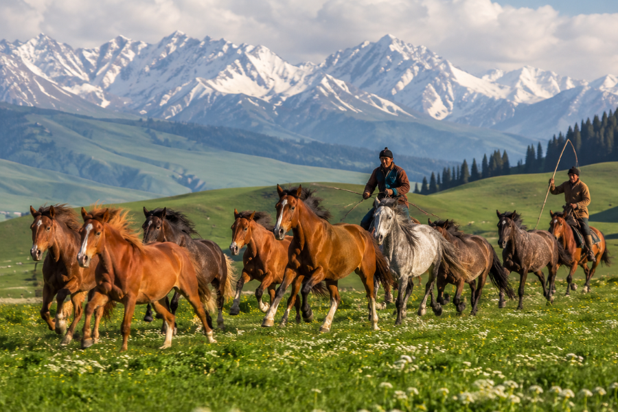 Horse riding experience in Nalati Grassland with Yili horses in summer
