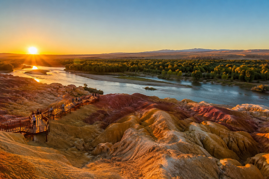 Five-colored Beach sunset landscape in Xinjiang near Burqin
