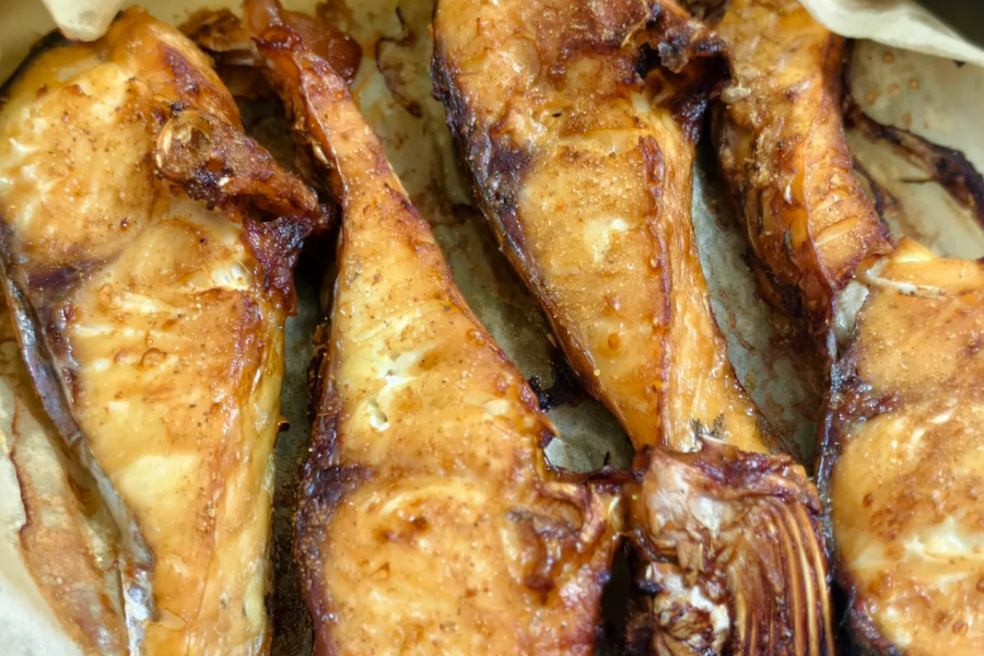 Grilled Fish Cubes showing crisp exterior and tender interior