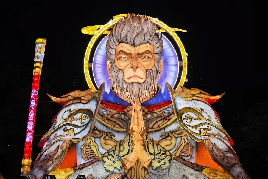 Chinese zodiac monkey symbol at a traditional temple fair in China