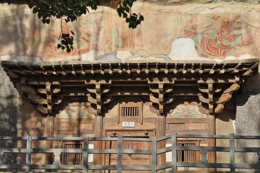 Mogao Caves murals in Dunhuang along the Silk Road, showcasing Buddhist cultural heritage