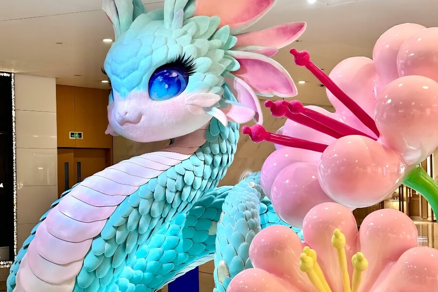 Chinese zodiac snake lantern display during Spring Festival