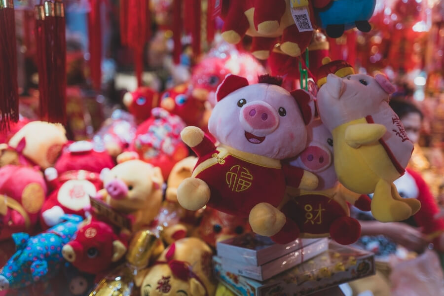 Traditional Chinese Pig symbol decoration representing wealth and prosperity during Lunar New Year Traditional Chinese Pig symbol decoration representing wealth and prosperity during Lunar New Year