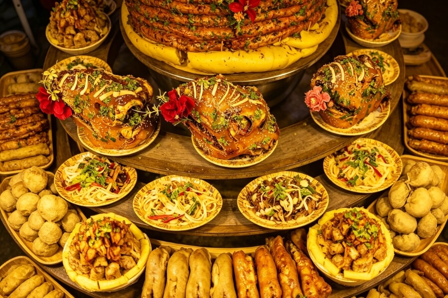 Xinjiang night market food during Mid-Autumn Festival Xinjiang night market food during Mid-Autumn Festival