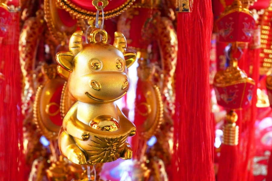 Year of the Ox decorations during Chinese New Year in China Year of the Ox decorations during Chinese New Year in China